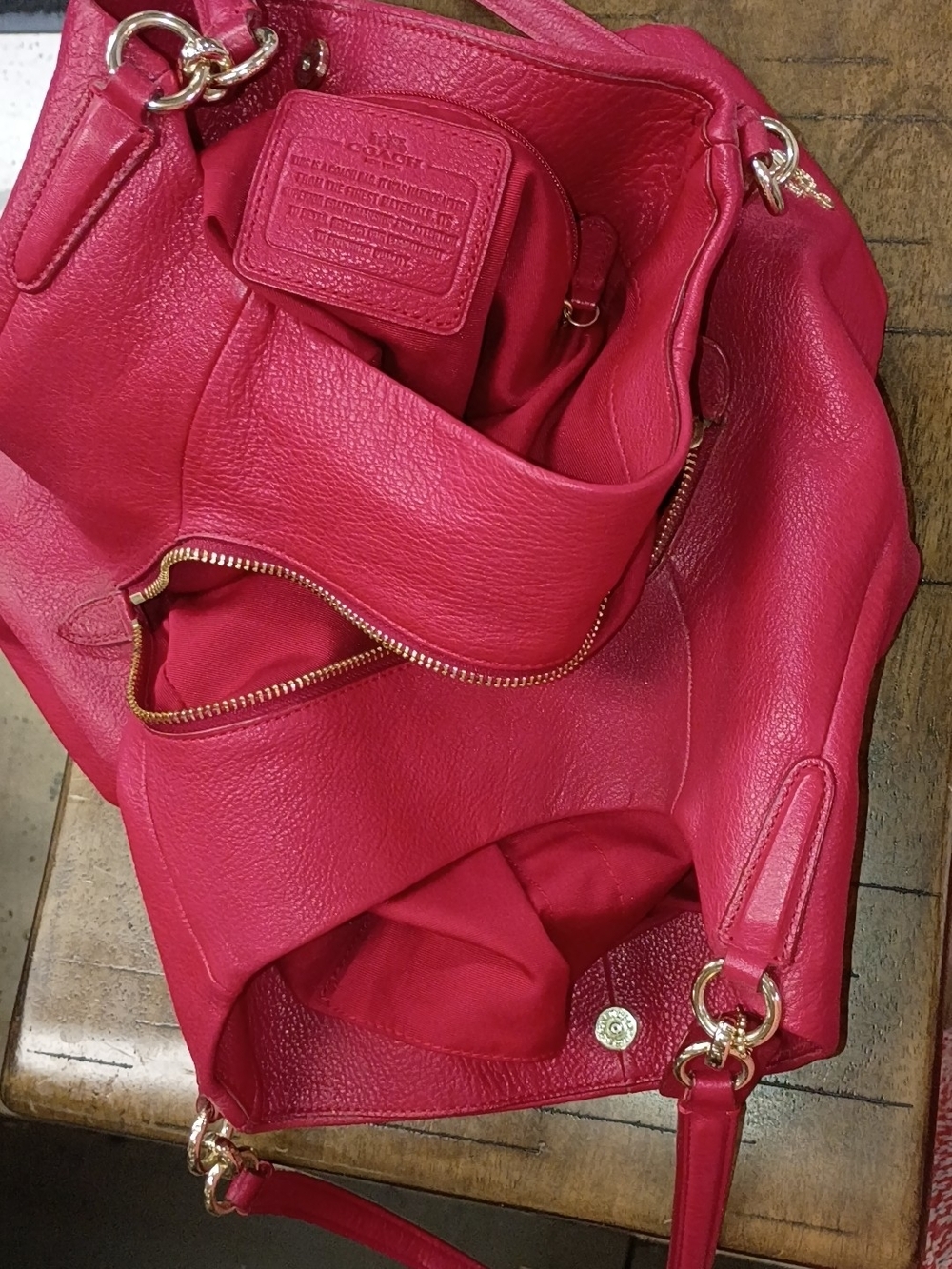 Coach Pebbled Leather Shoulder Bag - Hot Pink with Gold Hardware - Picture 2 of 2